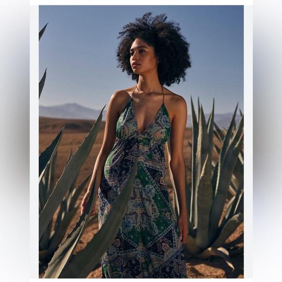 APRICOT Satin Scarf Print Maxi Dress size 6 - Picture 3 of 11